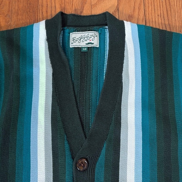 Bogey Boys Seeing Green Cardigan Sweater Green Men’s size L NWT golf preppy - Picture 5 of 10